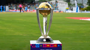 “Cricket World Cup 2026 trophy displayed on stadium pitch”